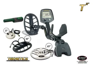 TEKNETICS T2 5” DD + 11” DD + 15” DD Başlıklı & TEK-POINT Pinpointer Metal Arama Dedektörü