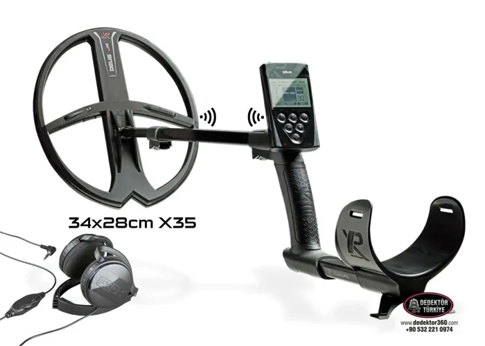 XP XP DEUS Metal Dedektör - Ana Kontrol Ünitesi FX03 Kablolu Kulaklık 34x28cm X35 Başlık ile
